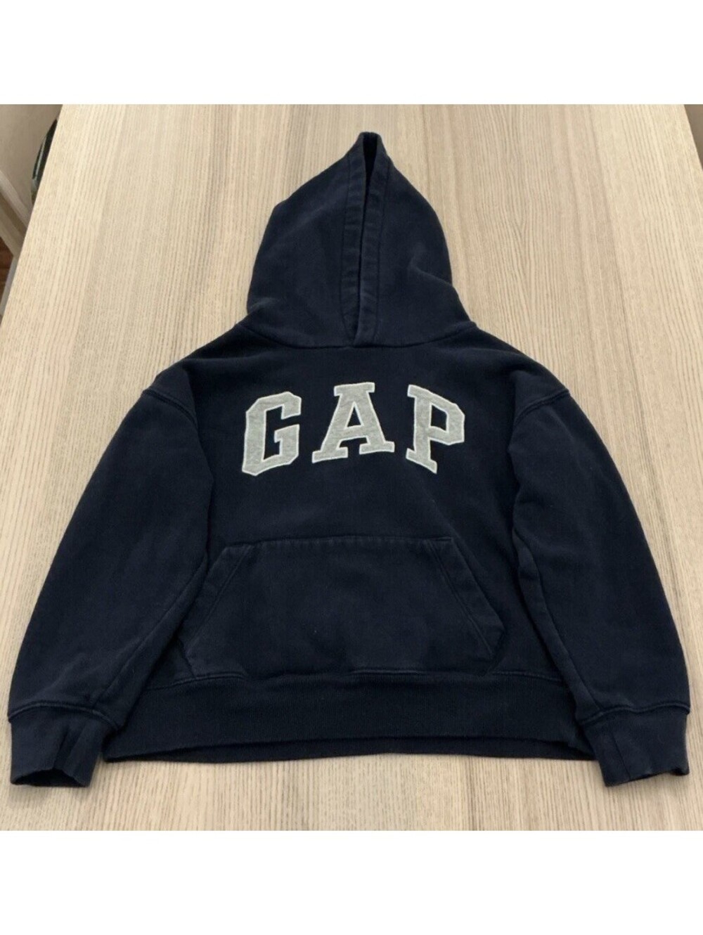 Gap Boys S (6-7) Navy Pullover Fleece Hoodie Logo Long Sleeve
